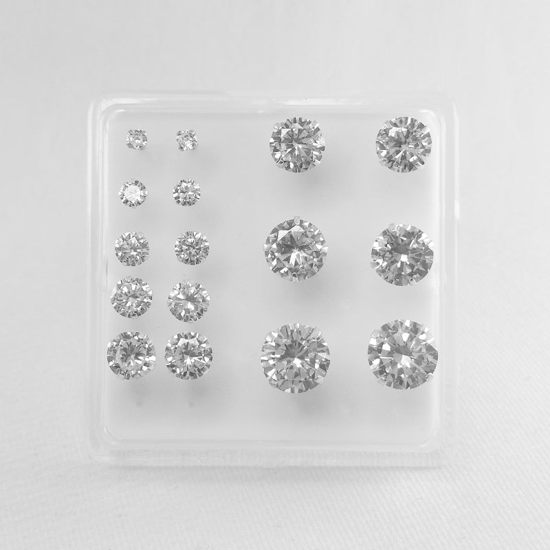 Round Sterling Silver Stud Earrings with Cubic Zirconia Stones