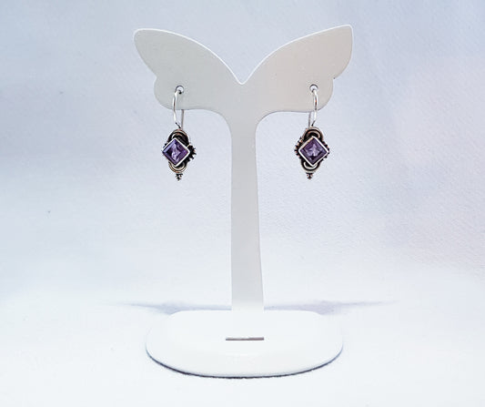 Square Amethyst Drop Earrings