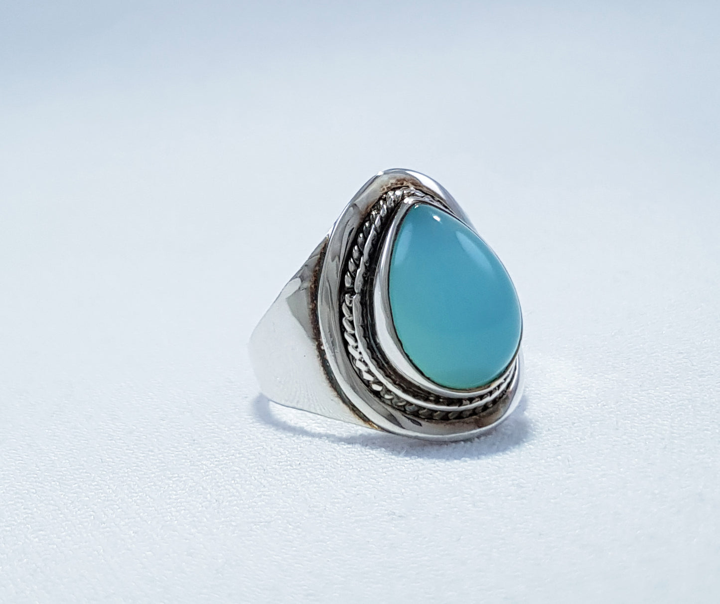 Sterling Silver Chalcedony Stone Ring 
