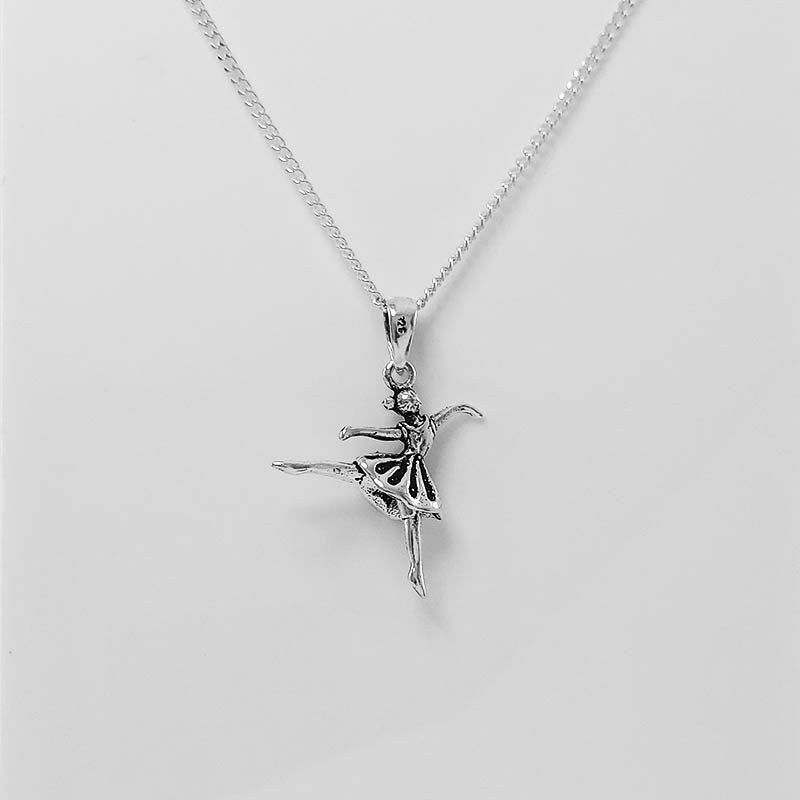 Sterling Silver Ballet dancer charm with a silver chain