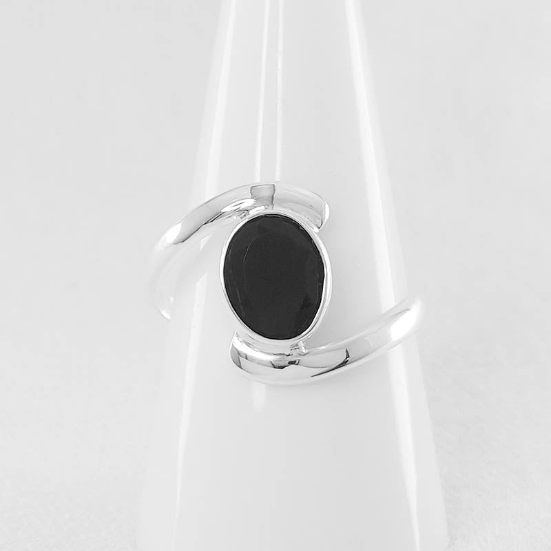 Faceted onyx ring made with sterling silver