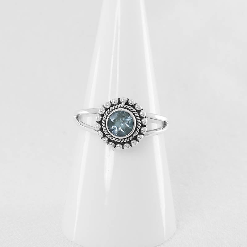 Silver Blue Topaz Gemstone Ring - Made with Sterling Silver