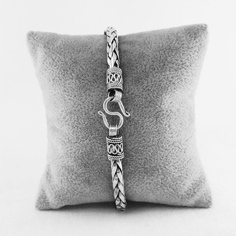 Sterling Silver Bracelet for Men - Balinese Weave Design
