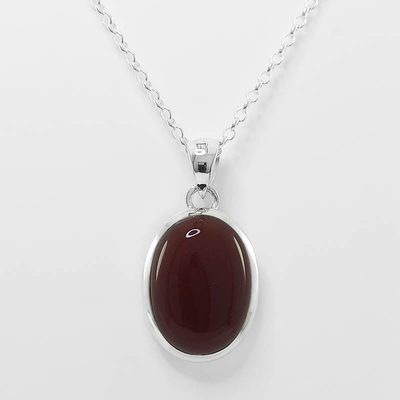 sterling silver Carnelian stone pendant with a silver chain