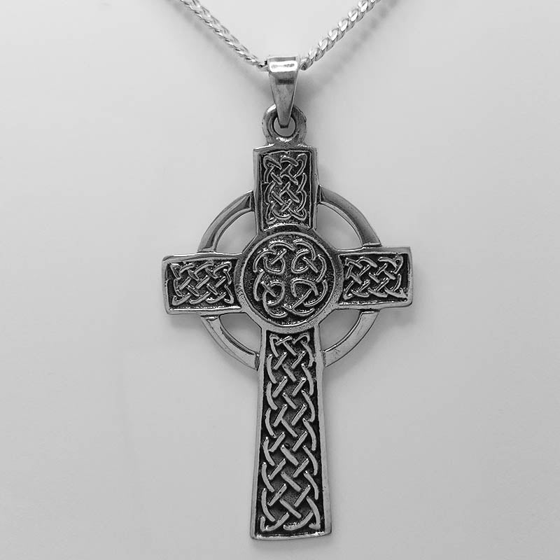 Extra Large Celtic Cross Pendant with a silver chain