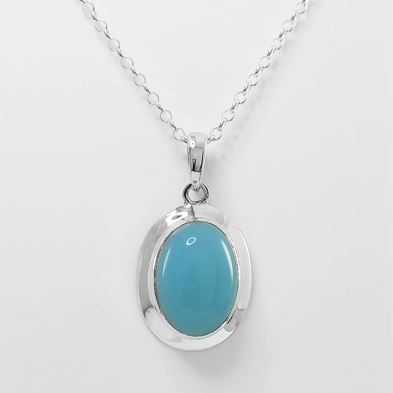 Sterling Silver Chalcedony pendant with a silver chain.