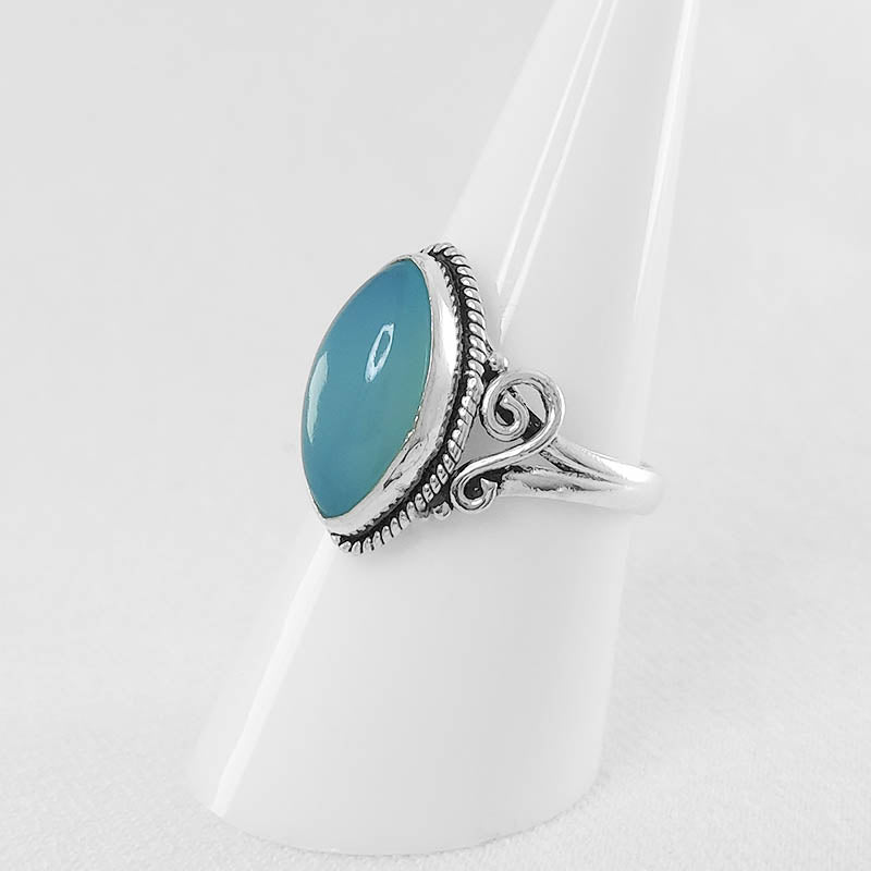 Marquise-Shaped Chalcedony Ring - Made with Sterling Silver