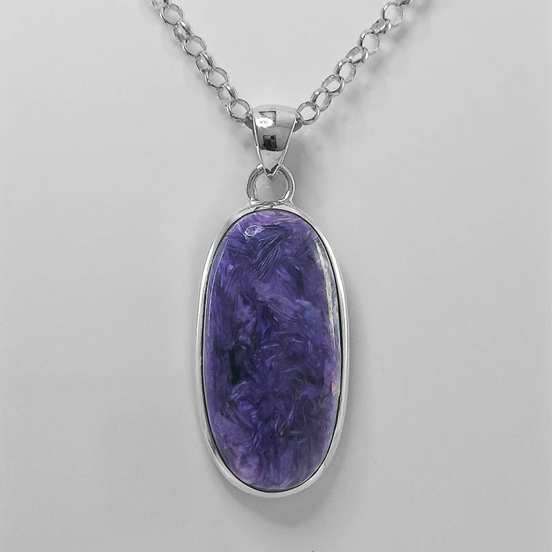 Sterling silver Charoite pendant with a silver chain