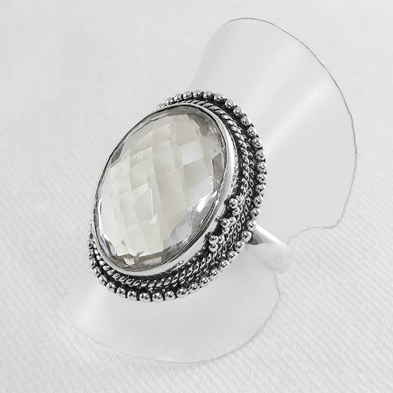 Sterling silver clear quartz ring 