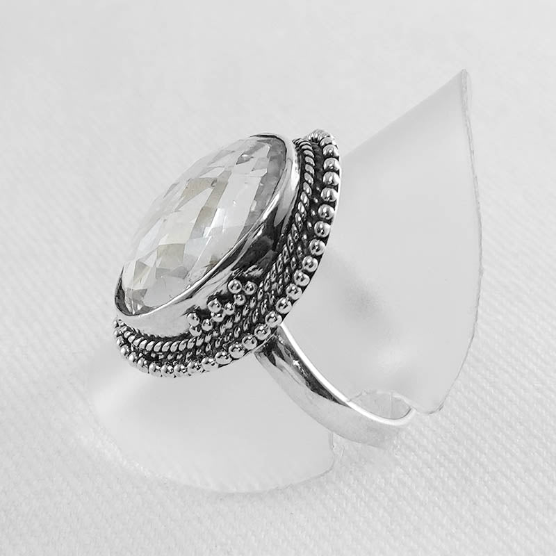 Sterling silver clear quartz ring 