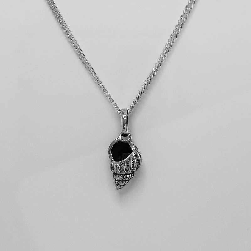 Sterling Silver Conch Shell Pendant with a Silver Chain