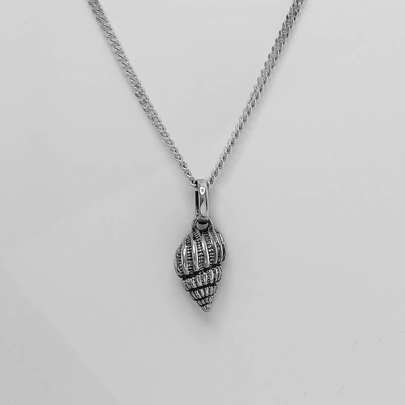 Sterling Silver Conch Shell Pendant with a Silver Chain