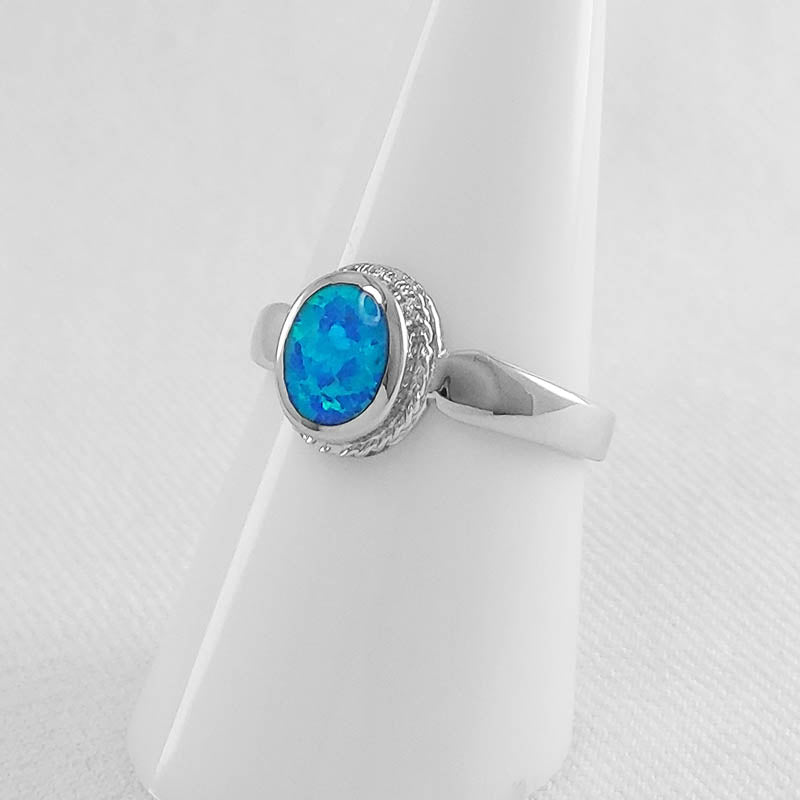 Sterling silver oval opal ring