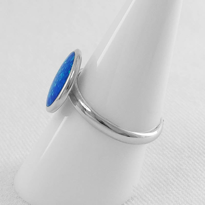 Sterling silver blue opal ring