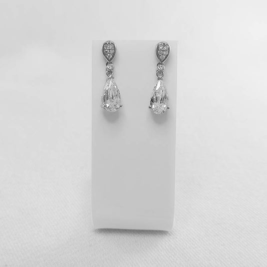 Sterling silver teardrop earrings with cubic zirconia stones