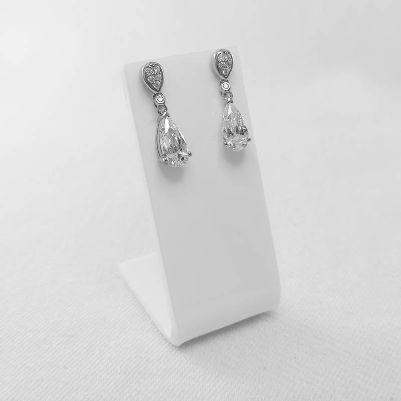 Sterling silver teardrop earrings with cubic zirconia stones