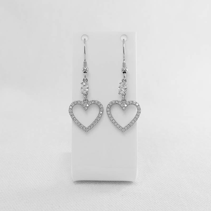 Sterling Silver heart outline drop earrings