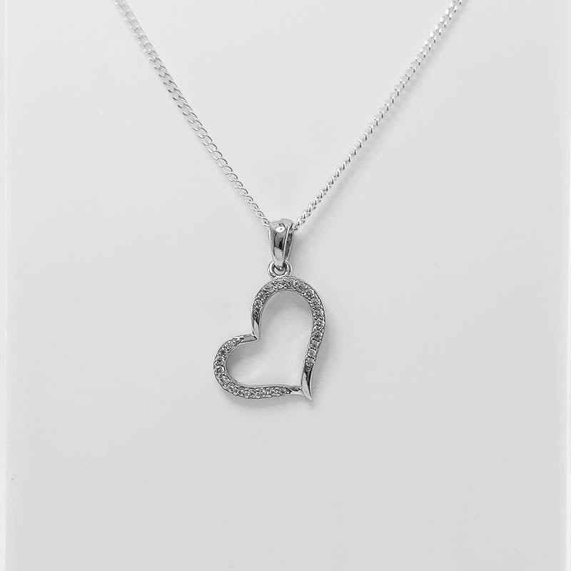 silver heart charm with a silver chain