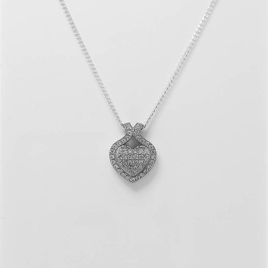 Cubic zirconia heart pendant with a 925 sterling silver chain.