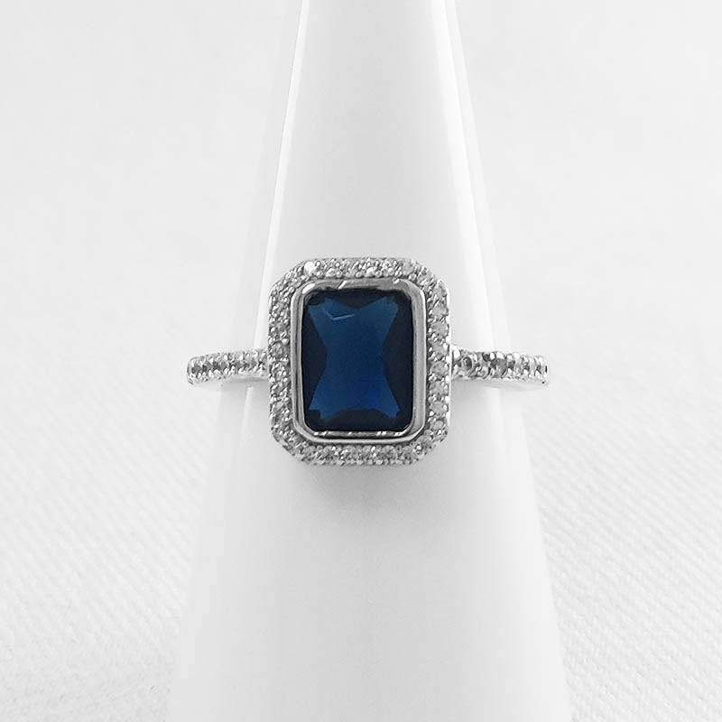 Rectangular Cz Rings Blue Rectangle CZ Ring | Buy Promise Rings Online