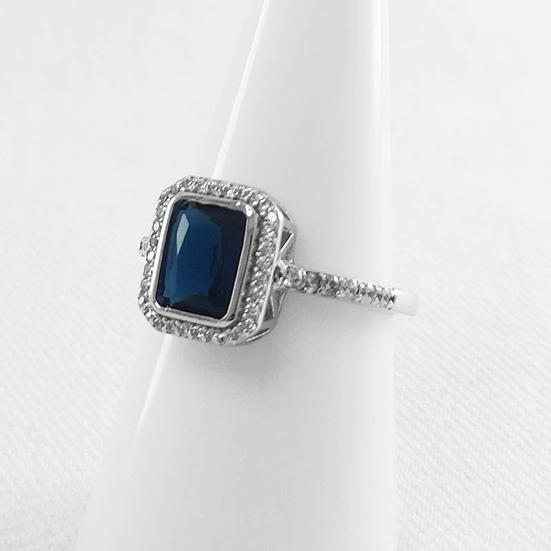 Rectangular Cz Rings Blue Rectangle CZ Ring | Buy Promise Rings Online