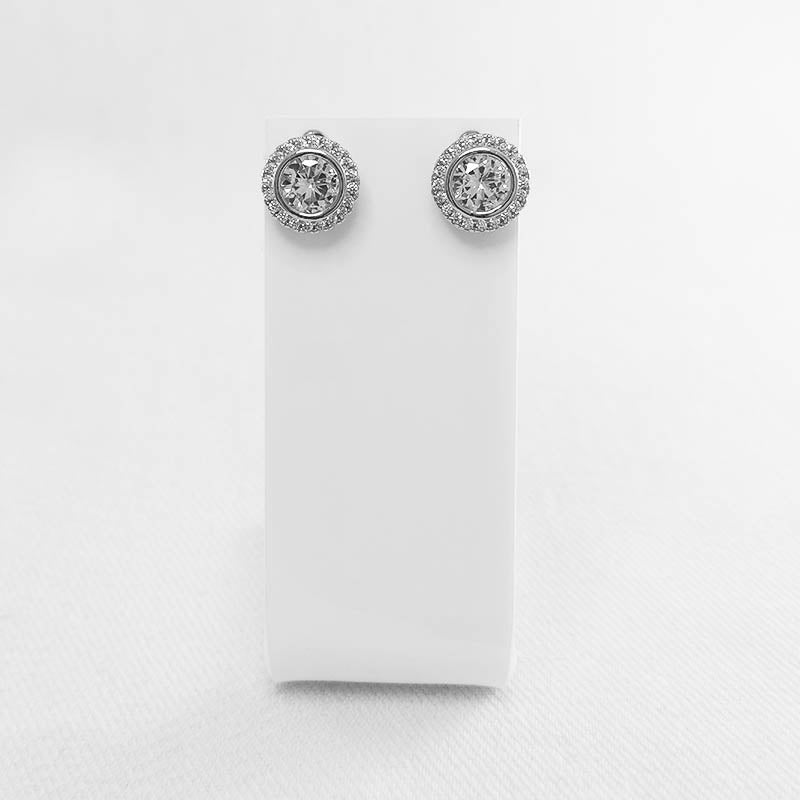 Sterling silver round halo stud earrings