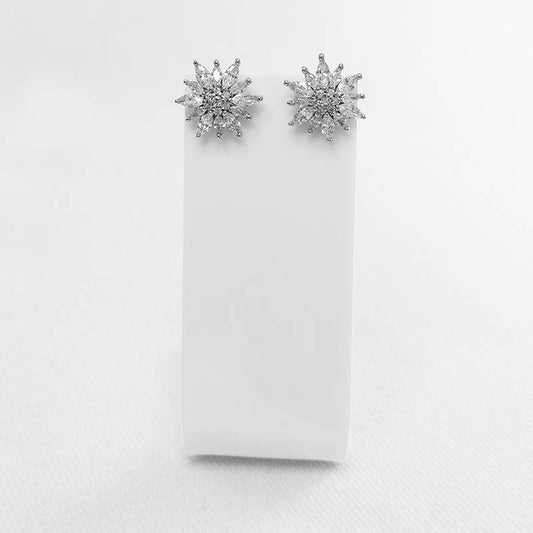 Sterling silver floral earrings with CZ stones