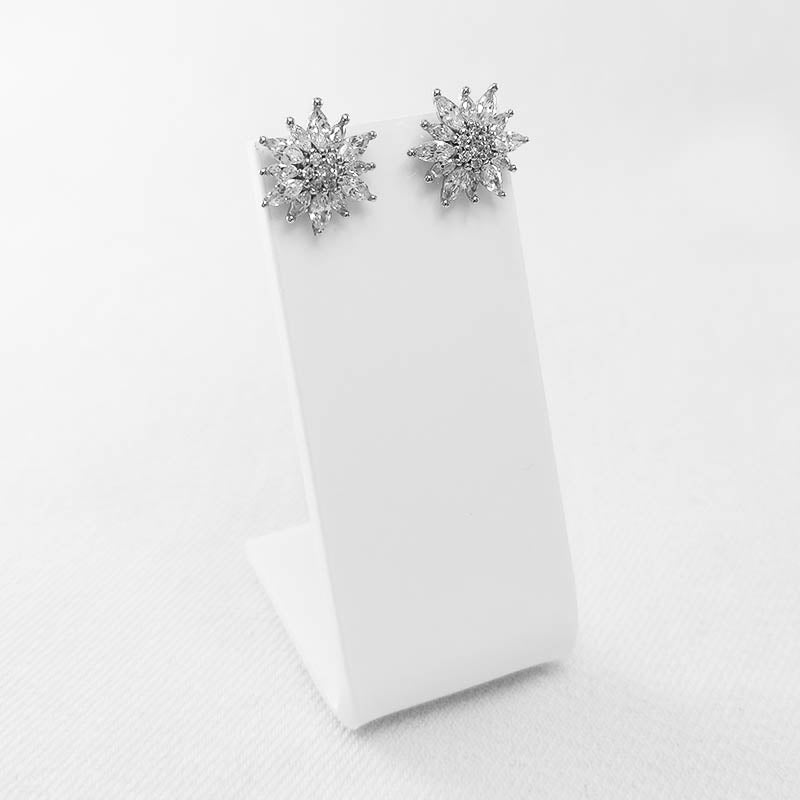 Sterling silver floral earrings with CZ stones