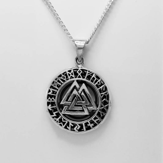 Double-sided Valknut pendant and Celtic triquetra