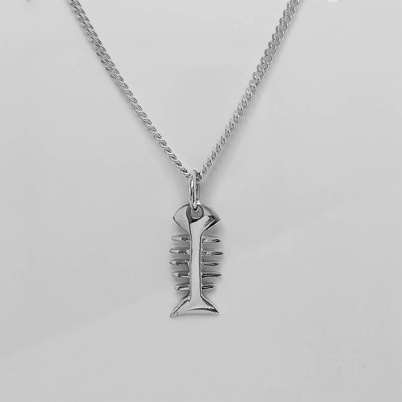 Silver Fish Charm with a Silver Curb Chain