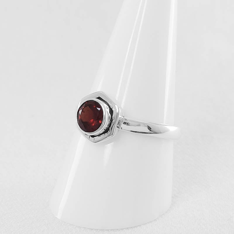 Handcrafted Silver Garnet Ring