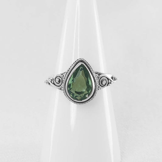 Faceted Green Amethyst Stone Ring
