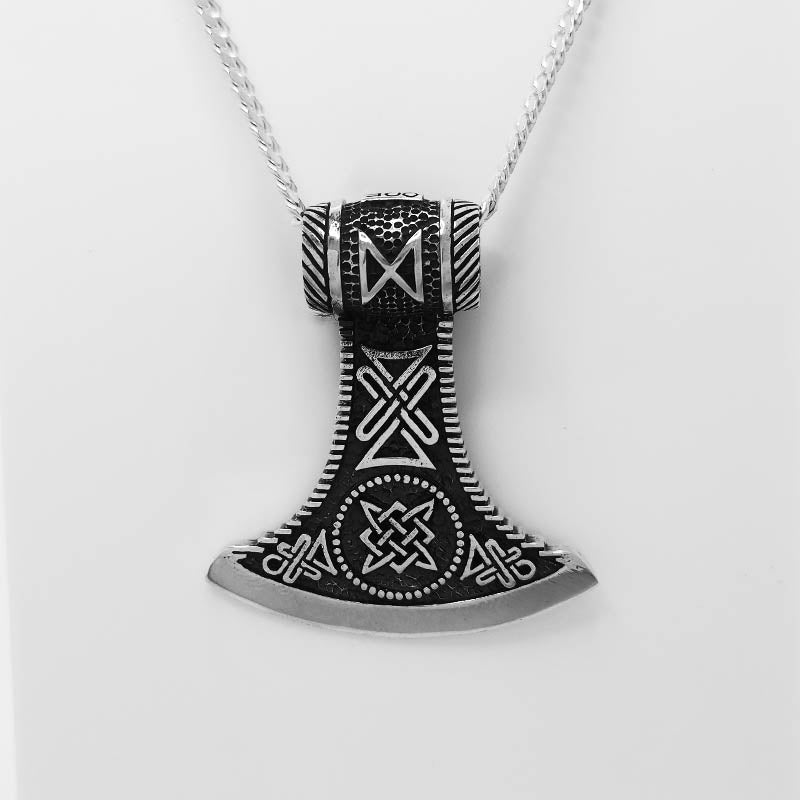 sterling silver Viking axe pendant with a silver chain