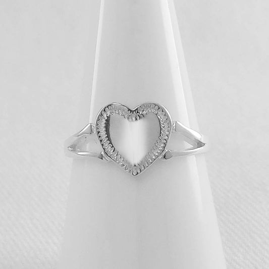 Sterling silver signet ring - heart shaped