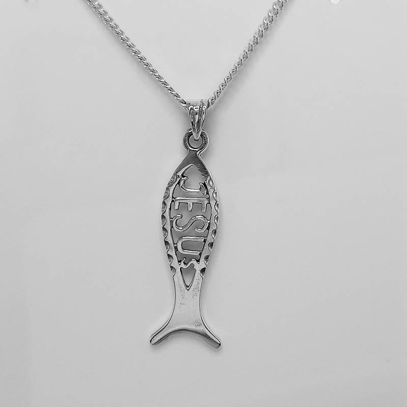 Silver Ichthys Charm & Silver Chain