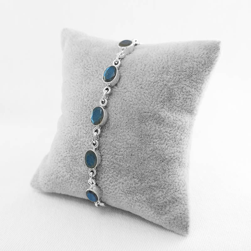 Sterling Silver Labradorite Stone Bracelet