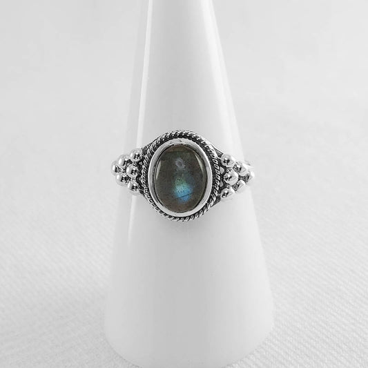 Silver Labradorite Stone Ring For Women