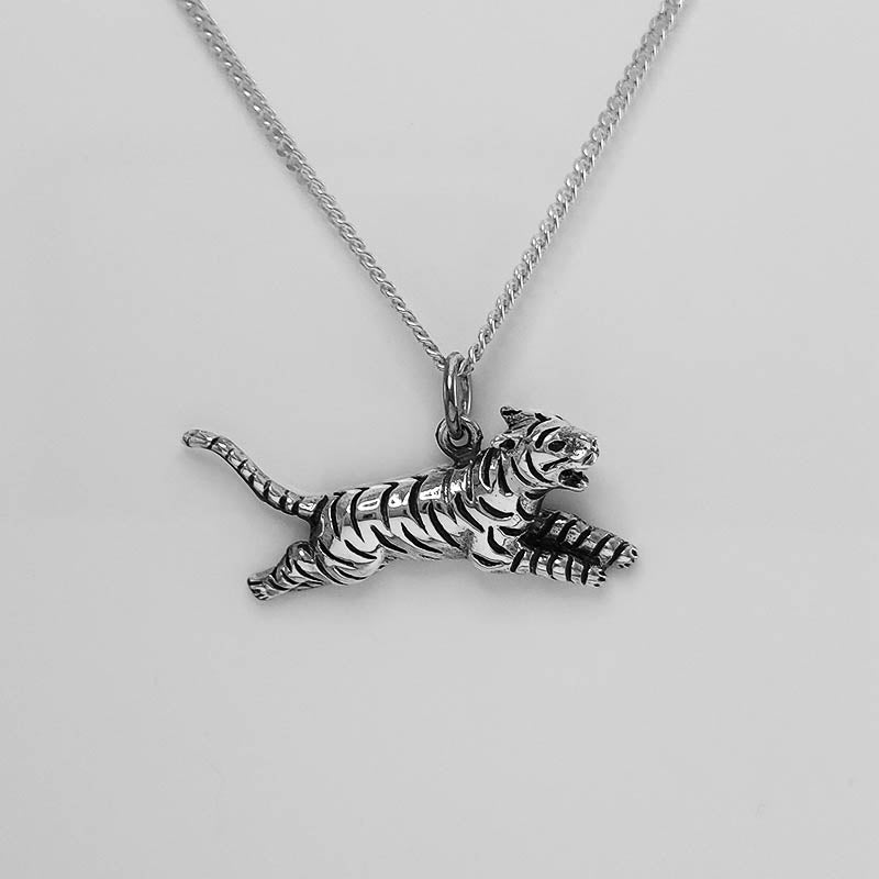 Sterling Silver Tiger Pendant with a silver chain