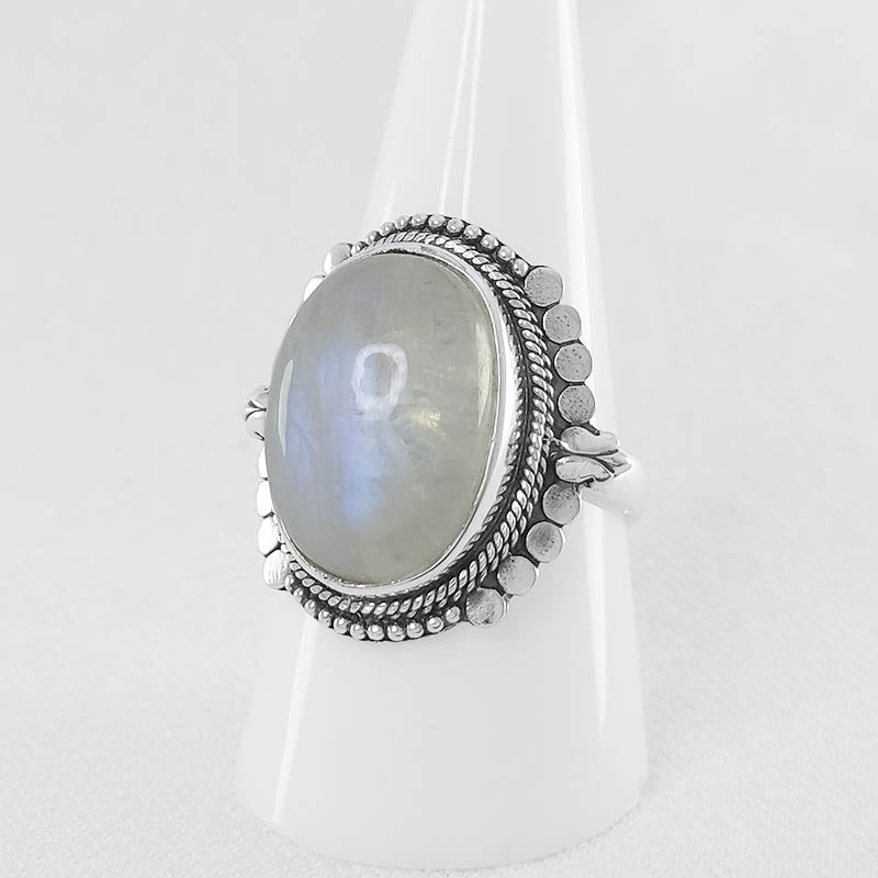 Cabochon Moonstone Ring - Made with Sterling Silver