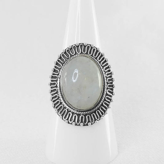 Large Moonstone ring - made with 925 sterling silver