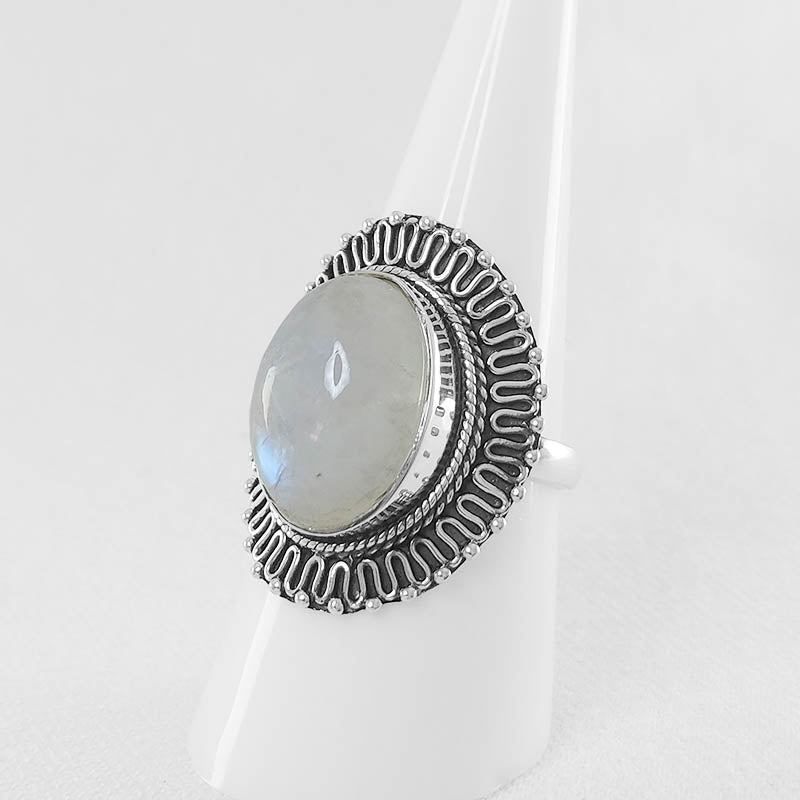 Large Moonstone ring - made with 925 sterling silver