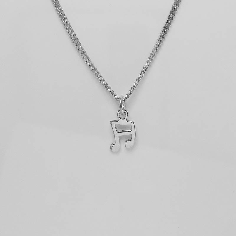Silver Music Note charm with a silver curb chain