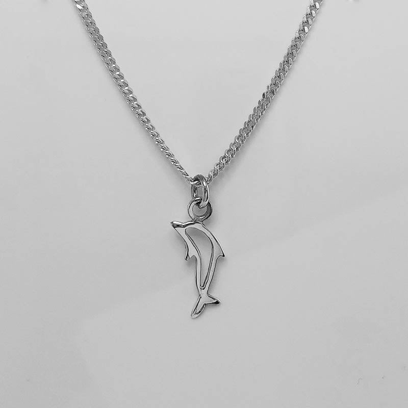 Silver Dolphin Outline Charm with a Silver Chain