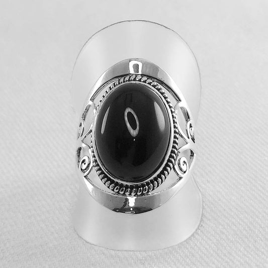 Sterling silver large onyx stone ring