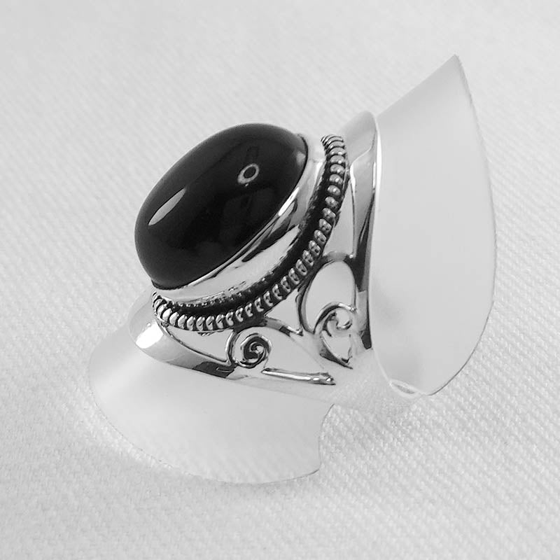 Sterling silver large onyx stone ring