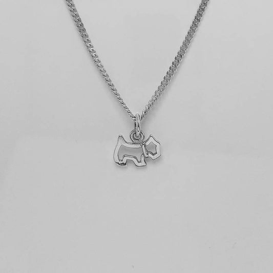 Silver Dog Pendant With a Silver Chain
