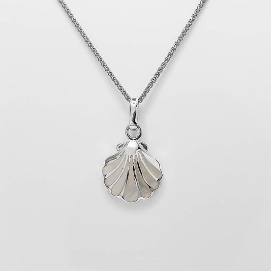 Silver seashell pendant with Mother of Pearl inlay