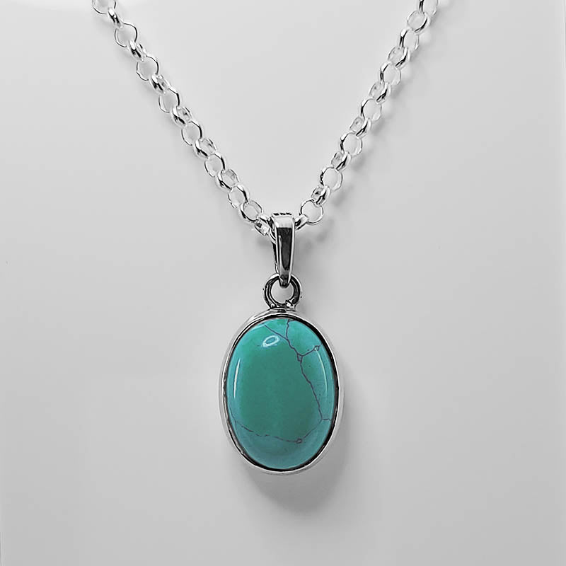 Sterling Silver Oval Turquoise Pendant