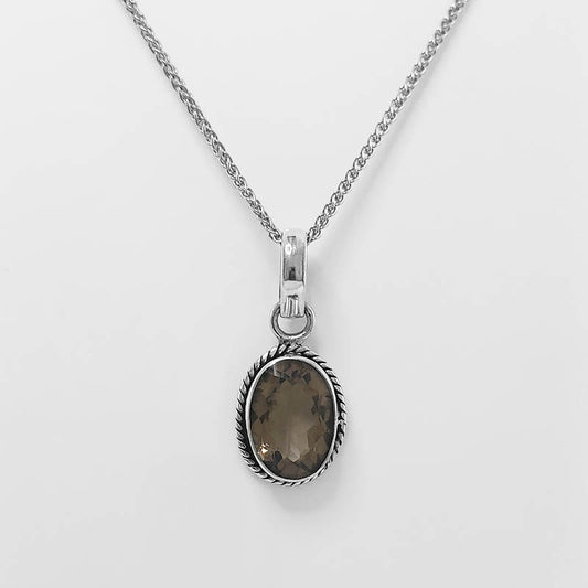 Sterling Silver Smokey Quartz Pendant with a silver chain