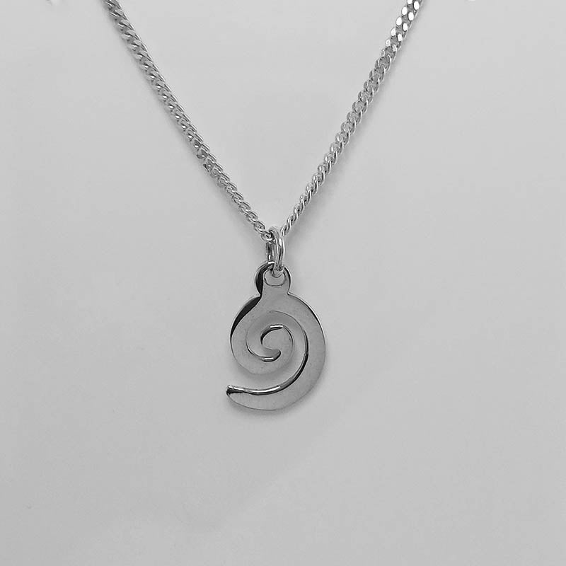 Silver Spiral Pendant with a beautiful silver necklace.